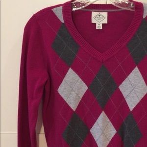 St. John’s Bay Argyle berry & grey Sweater, PS